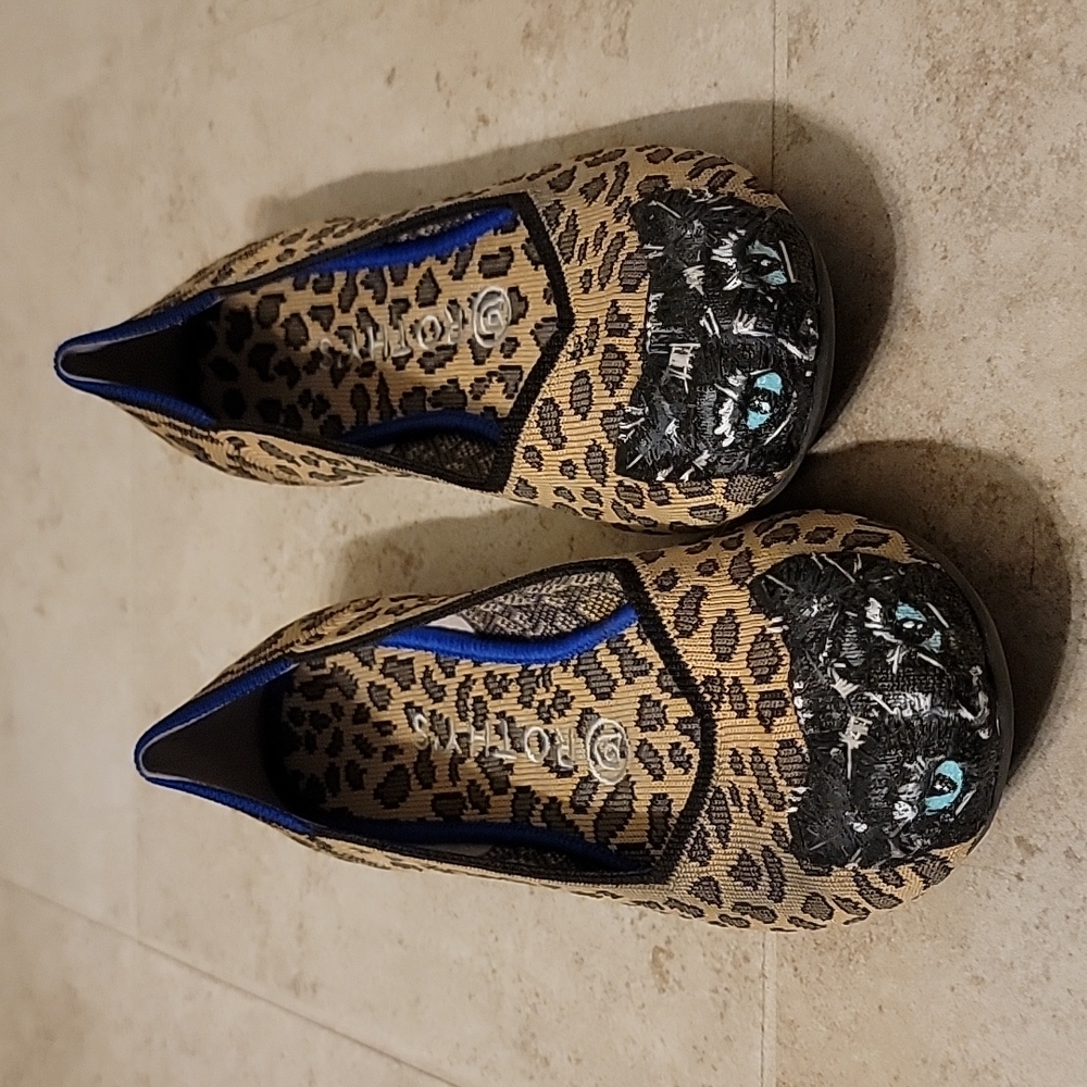 Custom Embroidered Rothy's Leopard Spot The Flat, Size 8